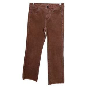 American Eagle Women's Size 6 Mauve Hi-Rise Crop Flare Corduroy Pants Raw Hem